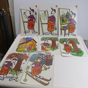 Peabody 60s story (8) cards Painting, Seasons Vintage Artwork